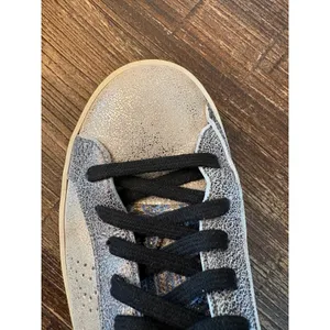 P448 John Panama‎ Sneakers Women 38 US 7.5 Gold Metallic Distressed Leather thumbnail 7