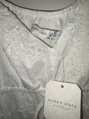 Altar'd State White Flutter-Sleeve Mini Dress thumbnail 4
