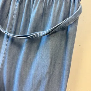 Forever 21 Strapless Lyocell Wide Leg Jumpsuit Medium Chambray‎ Belted Tube Blue thumbnail 8