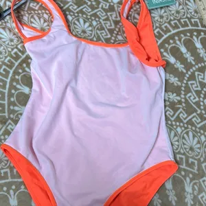 Vibrant Orange One-Piece Swimsuit with Wide Straps thumbnail 6