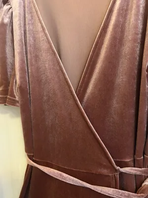 Anrabess Rose Pink Velour Maxi Wrap Dress Brown Size M thumbnail 4