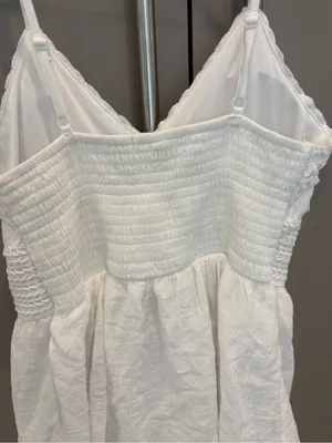 Derek Heart White Crochet Lace Tiered Maxi Dress Boho Beach Sundress - size M thumbnail 5