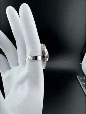 Unique Oval Pink Purple Stone Silver Tone Adjustable Ring thumbnail 3