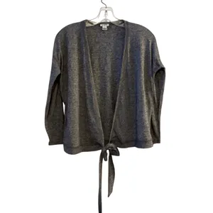 J Crew Grey Heathered Wrap Cardigan Tie Front Sweater Top S‎ Linen Blend thumbnail 2