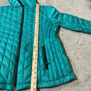 Turquoise Quilted Hooded Puffer Jacket Zip Front Lightweight Casual Outerwear‎ thumbnail 6