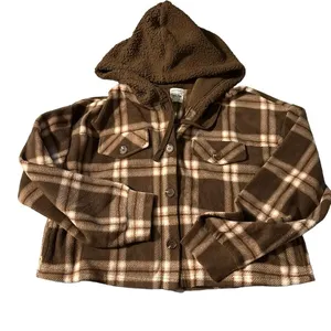 Hippie Rose women's cropped large button fleece up jack thumbnail 1