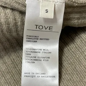 TOVE Gray Brown Wool Cashmere Long Sleeves Open Front Cardigan Sweater Top Sz S thumbnail 5