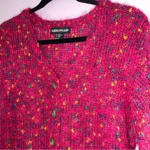 Savannah Size M Pink Mohair Cardigan Button Up Sweater Coastal Grandma thumbnail 2