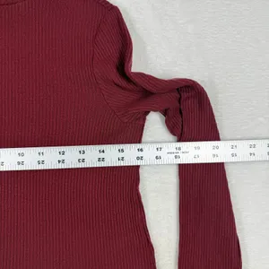 Reformation Womens Ribbed Mock Neck Long Sleeve‎ Top Burgundy Red Size S thumbnail 4