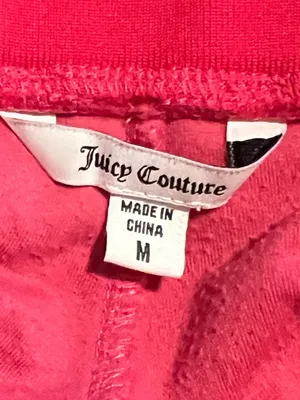Womens M Y2K Juicy Couture Pink Velour Track Pants Rhinestone Big Bling thumbnail 6