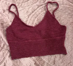 Debut Knit Cropped Tank Top - Wine Berry thumbnail 1