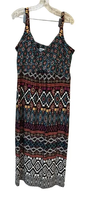 Robbie Bee Boho Tribal Maxi Dress XL Geometric Festival Vacation Dress thumbnail 1
