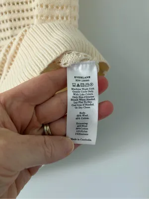 Everlane Cotton Merino Short Sleeve Knit Polo Cream XS thumbnail 5