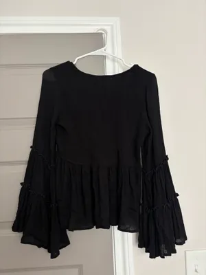 Flare long sleeve top Black thumbnail 3