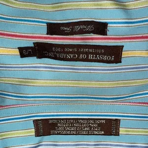 100% Cotton Button Down Shirt Mens Size Large Striped Collared Button Up Shirt Blue Size M thumbnail 5