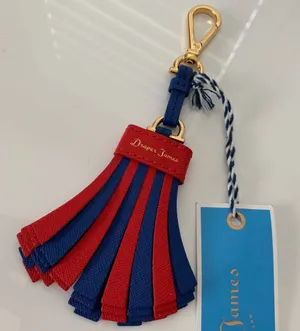 NWT drake james Leather Pom Pom‎ bag chArm key fob thumbnail 1