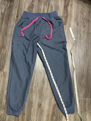 Figs Blue Jogger Scrub Pants with Pink Drawstring thumbnail 8