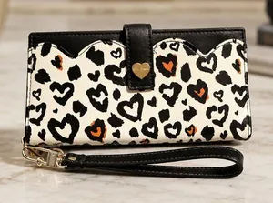 Betsey Johnson Leopard Heart Print Wristlet Wallet Detachable Strap NWT thumbnail 1