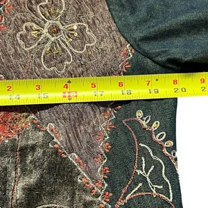Vintage Womens Artsy Velvet Denim Patchwork Tapestry Jacket Size S Boho thumbnail 7