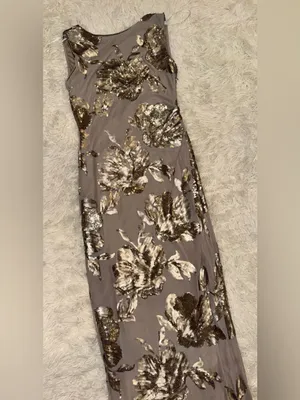 NEW Donna Karan Sequin Floral Sleeveless Dark Clay Gown Sz 10 thumbnail 6