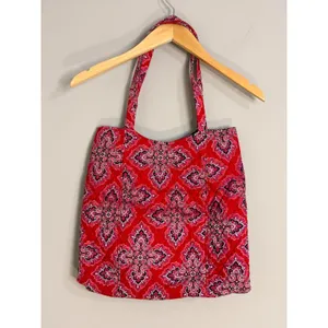 Vera Bradley Tote Bag Womens‎ Red Pink Provencal Quilted Cotton Excellent Large thumbnail 5