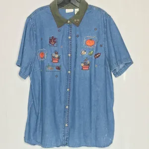 Vintage White Stag Plus Woman Embroidered Shirt thumbnail 2