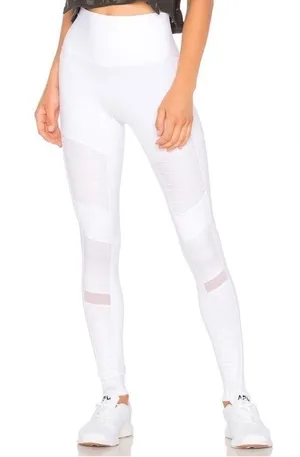 ALO YOGA White Moto Leggings XXS Mesh Workout Athleisure‎ Airbrush thumbnail 1