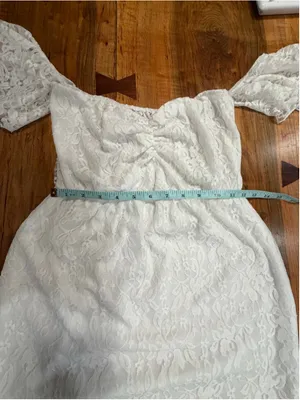 White Lace Mermaid Wedding Dress Off Shoulder Prom Bridal Gown Minimalist Size M thumbnail 13