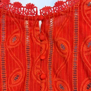 TULAROSA‎ Dark Red Clayton Eyelet Lace Ruffle Cap Sleeve Blouse Top Medium thumbnail 5