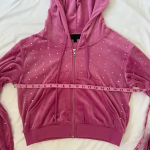 Y2K Vintage Velour Zip Up Hoodie Rhinestone McBling Baddie Track Jacket Cropped thumbnail 5