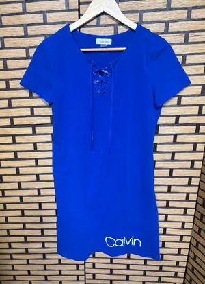 Calvin Klein Blue Lace Up Neck Dress Size Small‎ thumbnail 1