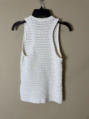 Madewell Chunky Open Knit Tank Top Sweater Size Small White Cream thumbnail 5