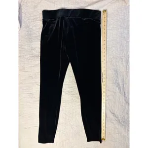 J.Crew Black Velvet Leggings Stretch Pull On Pants AD246 Womens Large thumbnail 2