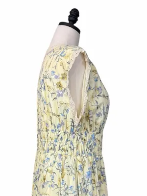 Taylor Maxi Dress 16W Yellow Floral Cotton Lace Smocked Waist NWT Cottagecore thumbnail 9