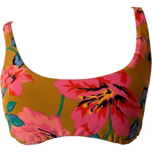 Billabong‎ Bikini Top Womens Medium Yellow Floral Excellent Scoop Neck XT301BBE thumbnail 1