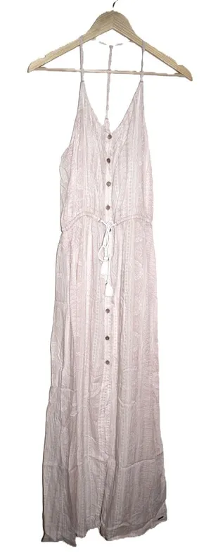 Roxy Maxi Dress Womens Small Pink Good T-Back Boho Tribal Print Button Front thumbnail 1