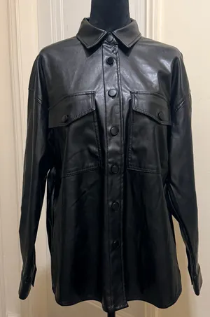 Dollhouse Black Sleek Faux Leather Shacket Womens Size S - NWO thumbnail 2