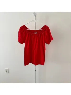 Anthropologie Saturday Sunday EUC Women's Felicia Red Off the Shoulder Top XS thumbnail 2