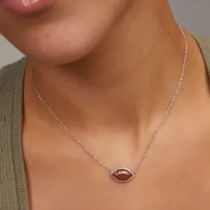 Kendra Scott Football Silver Short Pendant Necklace in Orange Goldstone thumbnail 3
