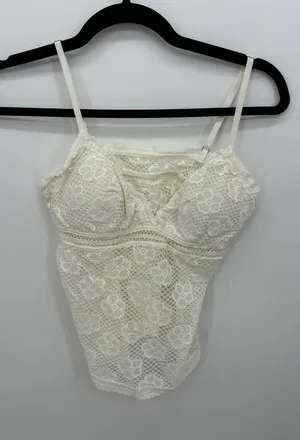 Aerie Cream‎ Lace Babydoll Tank Top Sz S NWT Festival Boho Gypsy Y2K Coquette thumbnail 1