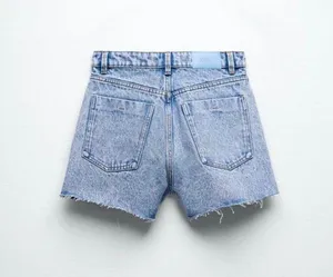 Zara Nwt High Rise Denim Shorts Mid-Blue thumbnail 3