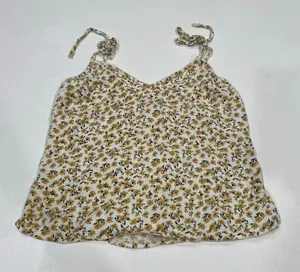 Abercrombie & Fitch Floral Tie Strap Tank Top Yellow White Size Small thumbnail 1