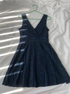 Lulus Navy Blue Lace Skater Dress thumbnail 5