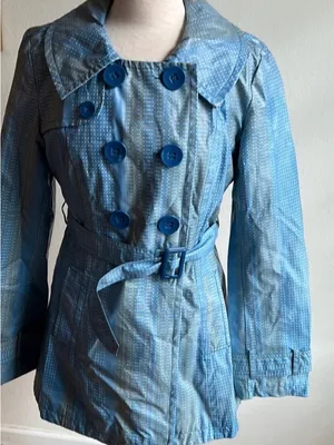 NWT Tulle for Anthropologie Light Blue Double-Breasted Trench Rain coat w/ Belt thumbnail 4