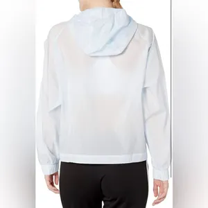 Adidas Woman’s Cropped Wind.rdy Sheer Packable Windbreaker Lite Blue Size XS thumbnail 3