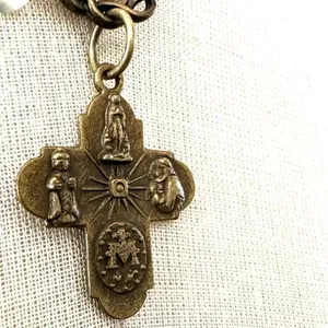 Multi strand quartz beaded cross necklace thumbnail 2