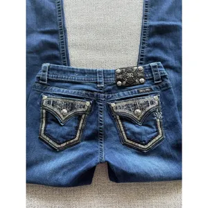 Miss Me Easy Skinny Jeans Womens 26 Dark Wash Embellished Sequin Flap Pocket Mid thumbnail 2