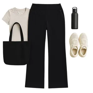 Lululemon Black Straight Leg Cropped Pants Womens 10 Travel Athleisure Chic EUC thumbnail 3