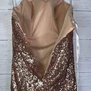 Christina Wu Celebration rose gold strapless sequin dress size 8 thumbnail 7