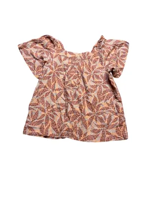 ✨🌸 ECOTHREADS Linen Blend Puff Sleeve Floral Peasant‎ Top Medium 🌸✨ thumbnail 4